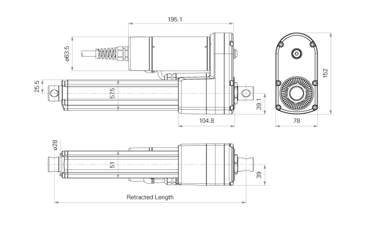 24V DC Motor Drive Electric Actuator High-Force 8kN Corrosion-proof w/ Manual Drive